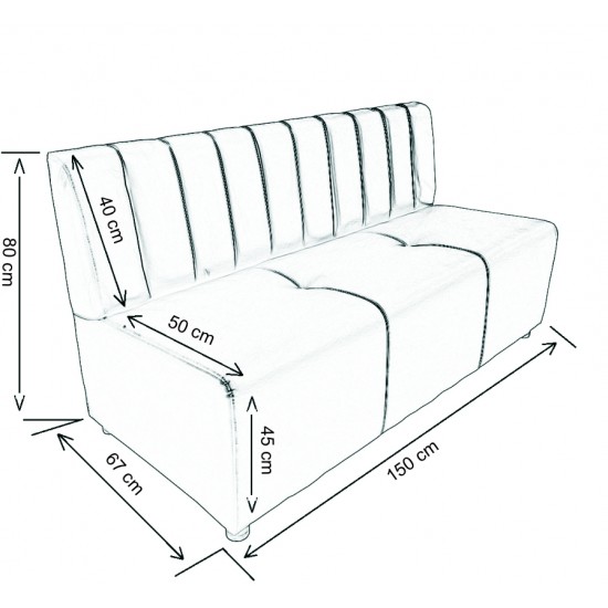 Canapea salon asteptare 3 locuri Flavia 150 cm