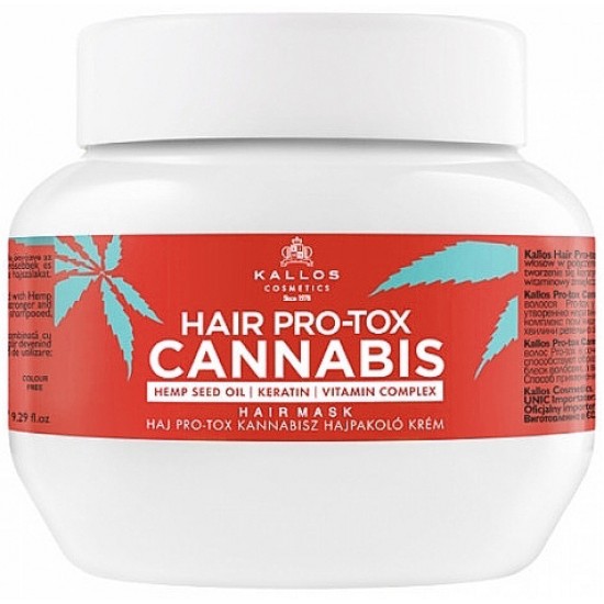 Masca de păr regeneratoare cu ulei de canepa Kallos Hair Pro-Tox Cannabis, 275ml Masca de păr regeneratoare cu ulei de canepa Kallos Hair Pro-Tox Cannabis, 275ml